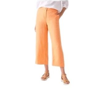 J. JILL Love Linen Orange Semi Elastic Waist Wide Leg‎ Summer Coastal Pants PS